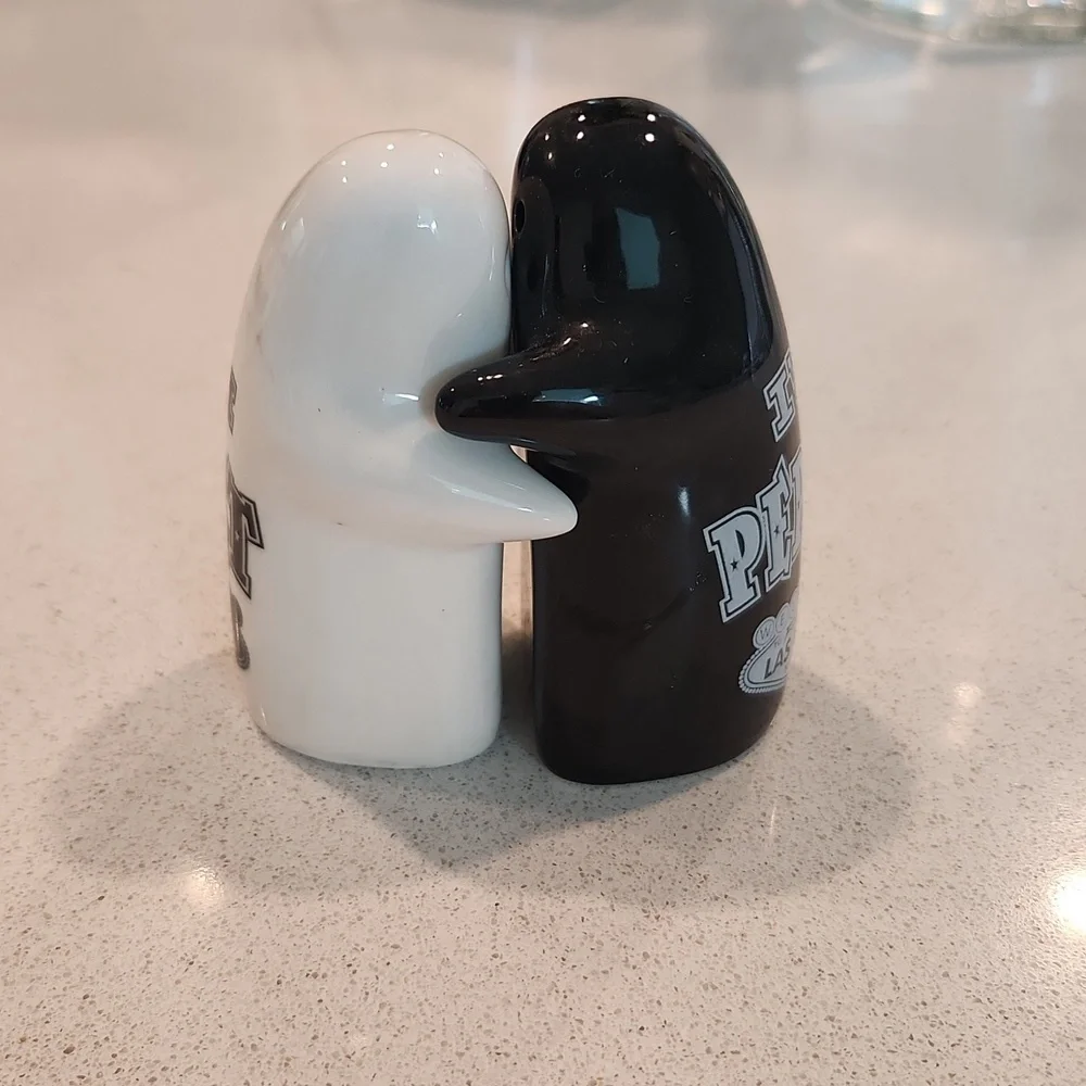 Black and white ghost Las Vegas salt and pepper shakers, new without tags!